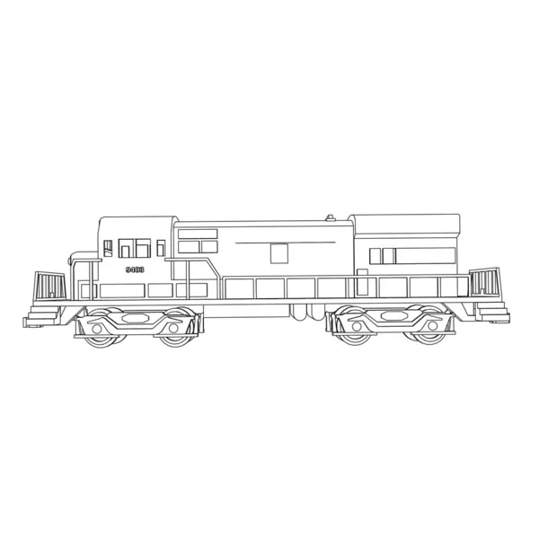 Line art of the train. Coloring page - Train - illustration for the children — Stock Vector