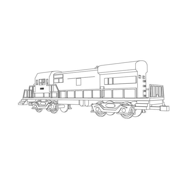 Line art of the train. Coloring page - Train - illustration for the children — Stock Vector