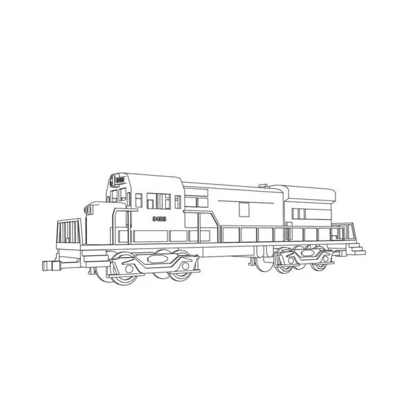 A vonat vonalművészete. Színező oldal - Vonat - illusztráció a gyermekek számára — Stock Vector