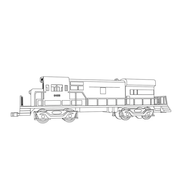 Lijnkunst van de trein. Kleurplaat - Trein - illustratie voor de kinderen — Stockvector