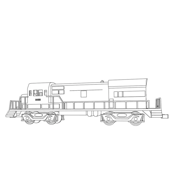 Linea arte del treno. Disegno da colorare - Treno - illustrazione per i bambini — Vettoriale Stock