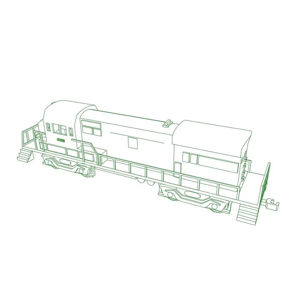 Linha de arte do trem. Desenho para colorir - Trem - ilustração para as crianças — Vetor de Stock