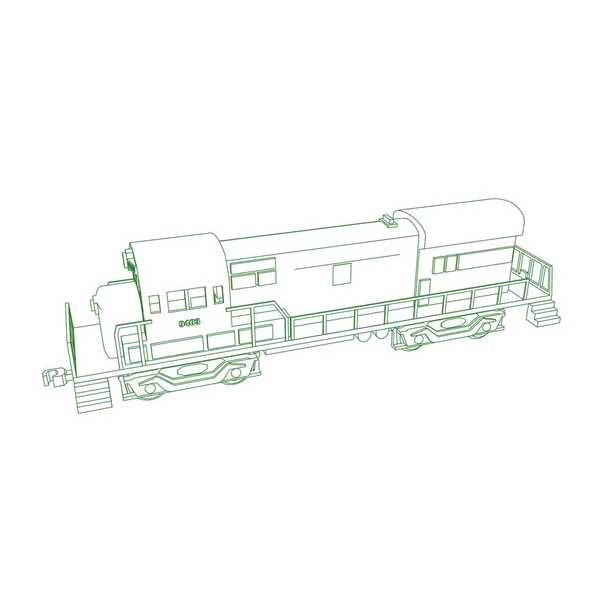 Linha de arte do trem. Desenho para colorir - Trem - ilustração para as crianças — Vetor de Stock