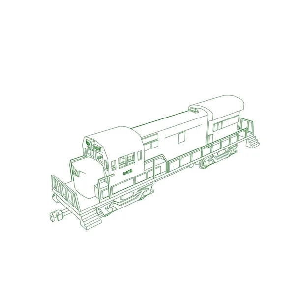 Linienkunst des Zuges. Malseite - Zug - Illustration für die Kinder — Stockvektor