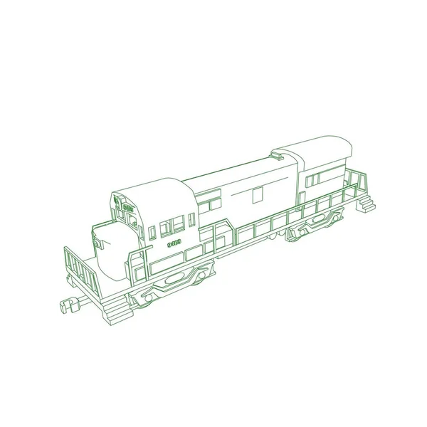 Linha de arte do trem. Desenho para colorir - Trem - ilustração para as crianças — Vetor de Stock