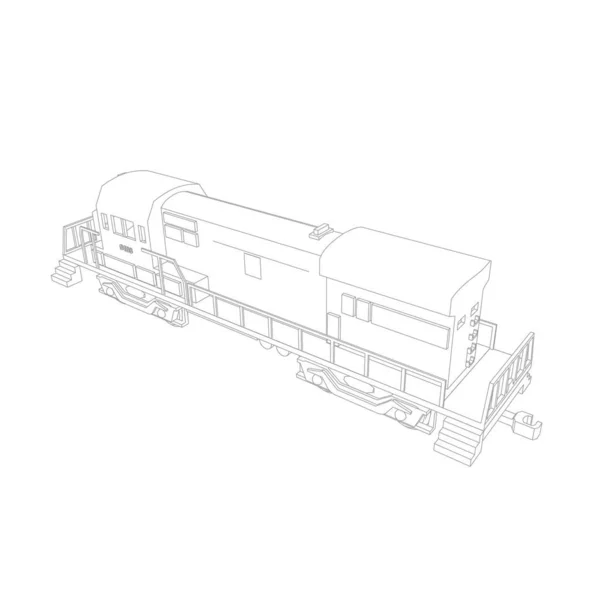 Linienkunst des Zuges. Malseite - Zug - Illustration für die Kinder — Stockvektor