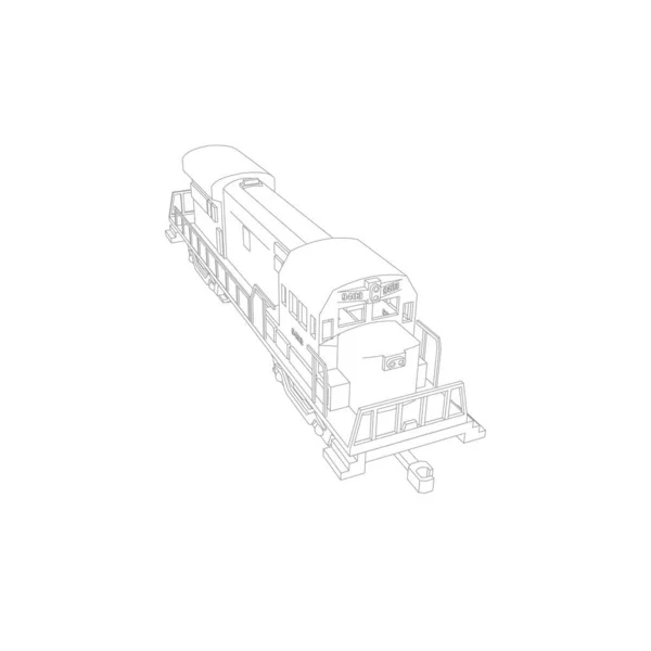 Line art of the train. Coloring page - Train - illustration for the children — Stock Vector