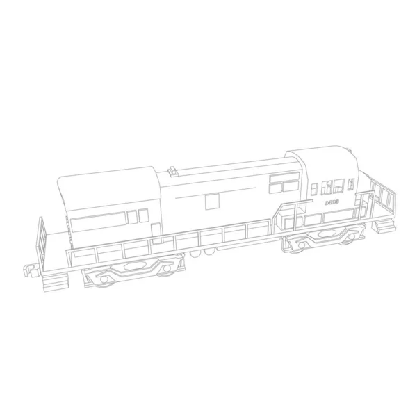 Línea de arte del tren. Dibujo para colorear - Tren - ilustración para los niños — Vector de stock