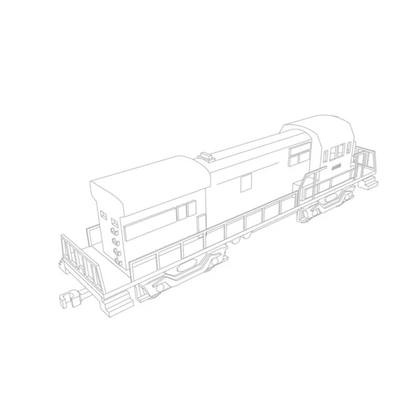 Art de la ligne du train. Coloriage - Train - illustration pour les enfants — Image vectorielle