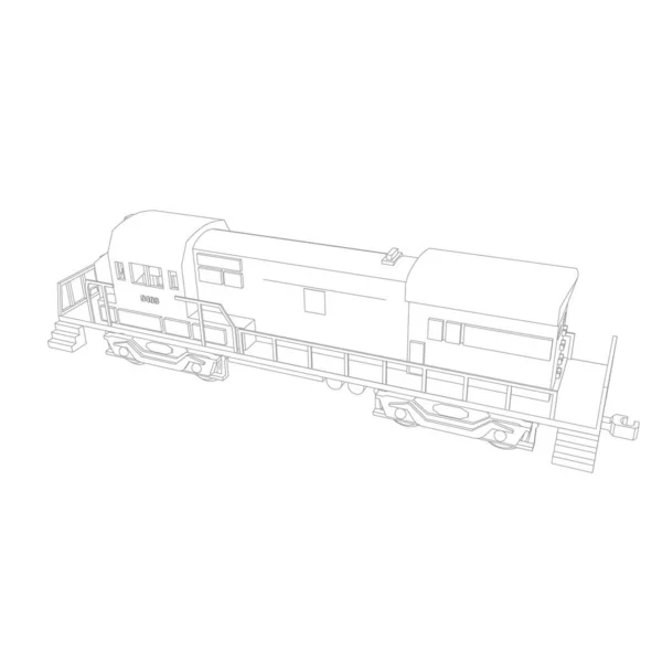 Línea de arte del tren. Dibujo para colorear - Tren - ilustración para los niños — Archivo Imágenes Vectoriales