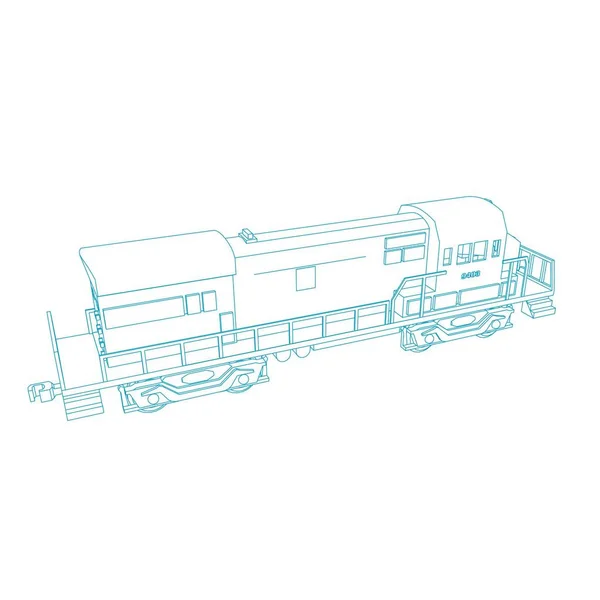 Line art kereta api. Coloring page - Train - ilustrasi untuk anak-anak - Stok Vektor