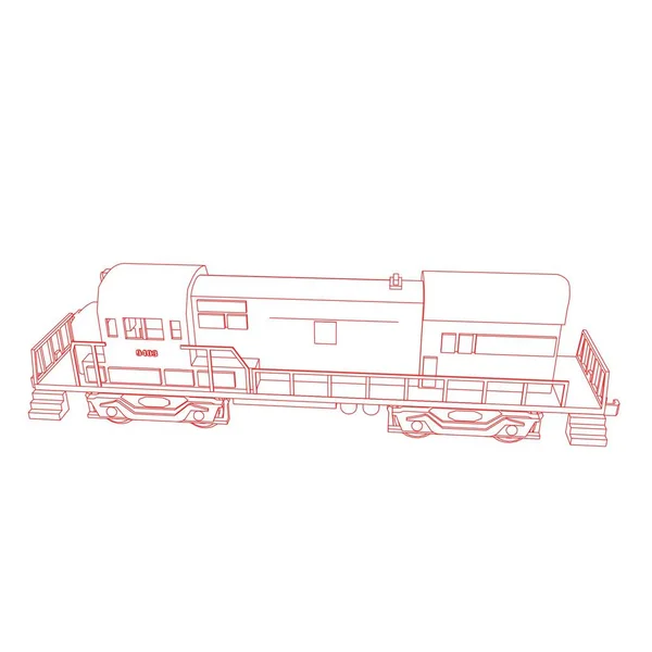 Tren hattı sanatı. Boyama sayfası - Tren - Çocuklar için illüstrasyon — Stok Vektör