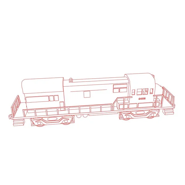 Lijnkunst van de trein. Kleurplaat - Trein - illustratie voor de kinderen — Stockvector