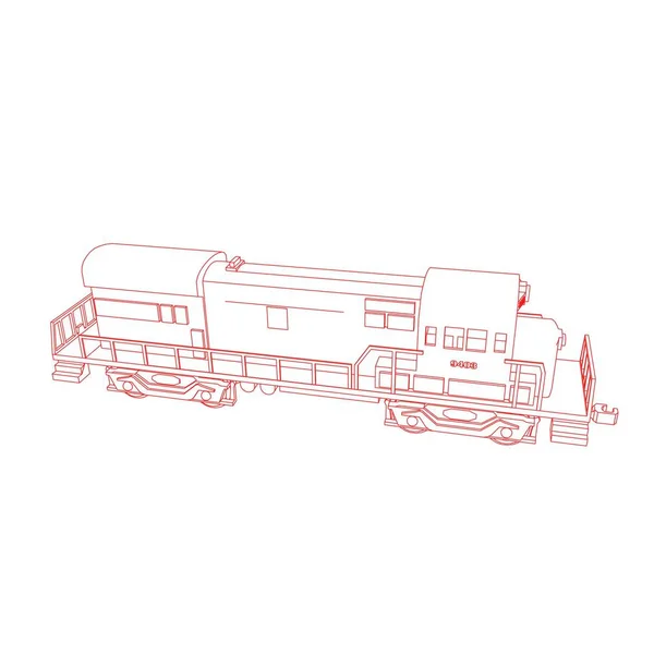 Line art kereta api. Coloring page - Train - ilustrasi untuk anak-anak - Stok Vektor