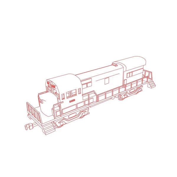 Linea arte del treno. Disegno da colorare - Treno - illustrazione per i bambini — Vettoriale Stock