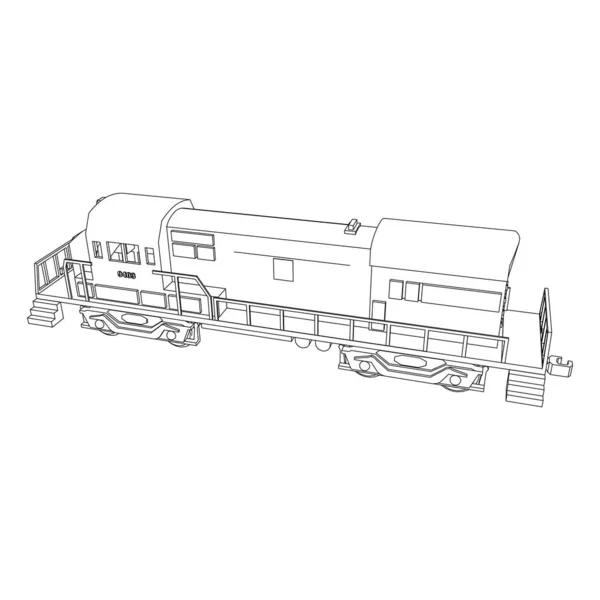 Línea de arte del tren. Dibujo para colorear - Tren - ilustración para los niños — Vector de stock