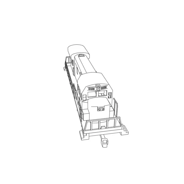 Linienkunst des Zuges. Malseite - Zug - Illustration für die Kinder — Stockvektor