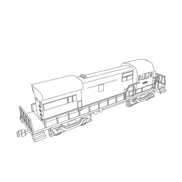 Linha de arte do trem. Desenho para colorir - Trem - ilustração para as crianças — Vetor de Stock