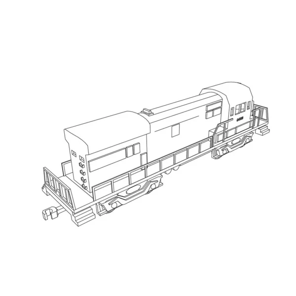 Line art kereta api. Coloring page - Train - ilustrasi untuk anak-anak - Stok Vektor