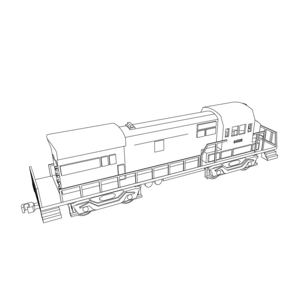 Linienkunst des Zuges. Malseite - Zug - Illustration für die Kinder — Stockvektor