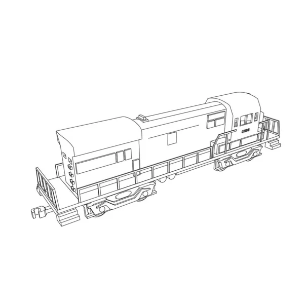 Línea de arte del tren. Dibujo para colorear - Tren - ilustración para los niños — Vector de stock