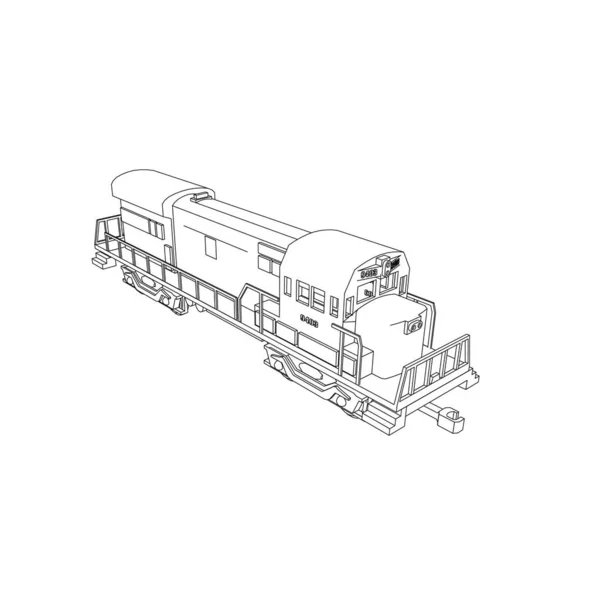 Linea arte del treno. Disegno da colorare - Treno - illustrazione per i bambini — Vettoriale Stock