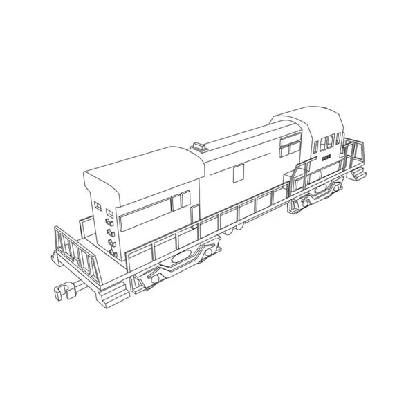 Line art kereta api. Coloring page - Train - ilustrasi untuk anak-anak - Stok Vektor