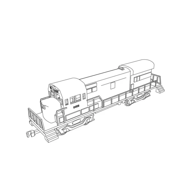 Línea de arte del tren. Dibujo para colorear - Tren - ilustración para los niños — Vector de stock