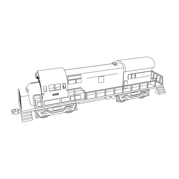 Línea de arte del tren. Dibujo para colorear - Tren - ilustración para los niños — Vector de stock