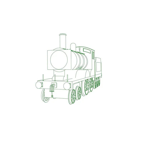 Línea de arte del tren. Dibujo para colorear - Tren - ilustración para los niños — Archivo Imágenes Vectoriales