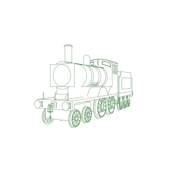 Linha de arte do trem. Desenho para colorir - Trem - ilustração para as crianças — Vetor de Stock