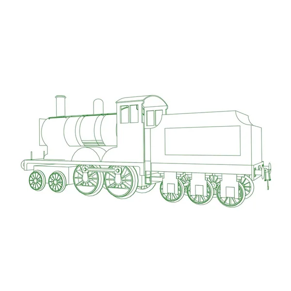 Línea de arte del tren. Dibujo para colorear - Tren - ilustración para los niños — Vector de stock