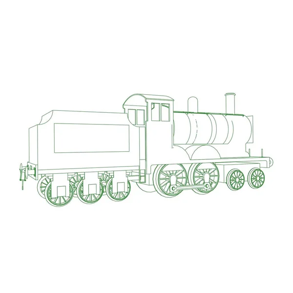 Línea de arte del tren. Dibujo para colorear - Tren - ilustración para los niños — Vector de stock