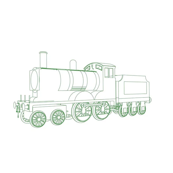 Linha de arte do trem. Desenho para colorir - Trem - ilustração para as crianças — Vetor de Stock