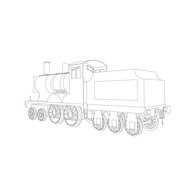 Line art of the train. Coloring page - Train - illustration for the children — Stock Vector