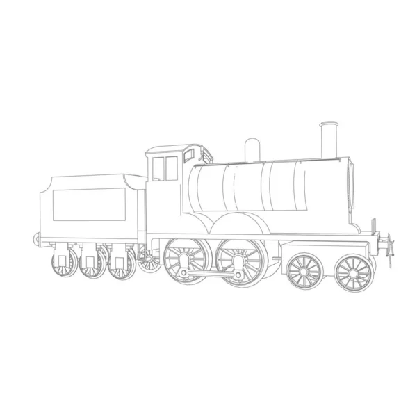 Line art of the train. Coloring page - Train - illustration for the children — Stock Vector