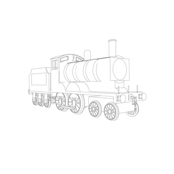 Line art of the train. Coloring page - Train - illustration for the children — Stock Vector