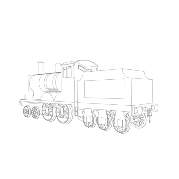 Line art of the train. Coloring page - Train - illustration for the children — Stock Vector