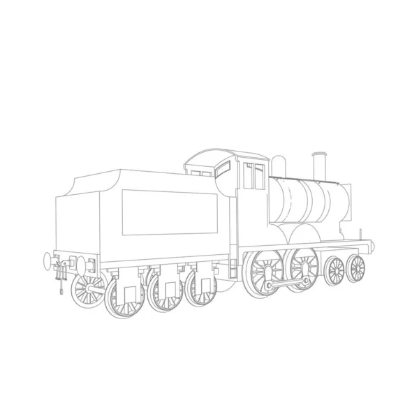 Linha de arte do trem. Desenho para colorir - Trem - ilustração para as crianças —  Vetores de Stock