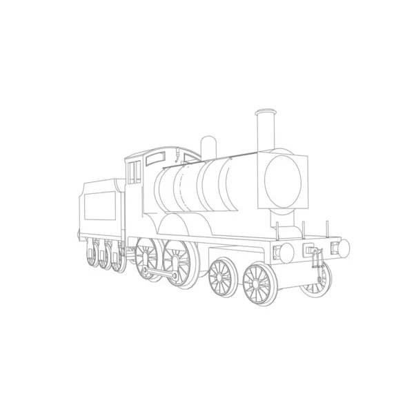 Linha de arte do trem. Desenho para colorir - Trem - ilustração para as crianças —  Vetores de Stock