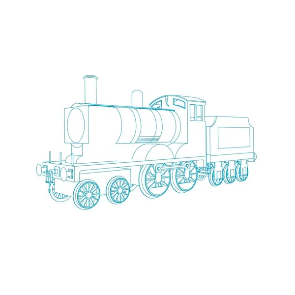 Línea de arte del tren. Dibujo para colorear - Tren - ilustración para los niños — Vector de stock