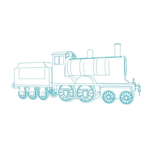 Linha de arte do trem. Desenho para colorir - Trem - ilustração para as crianças —  Vetores de Stock