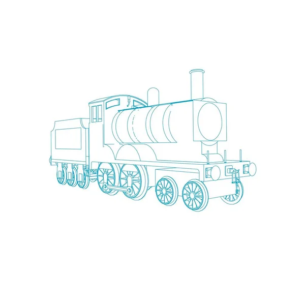 Lijnkunst van de trein. Kleurplaat - Trein - illustratie voor de kinderen — Stockvector