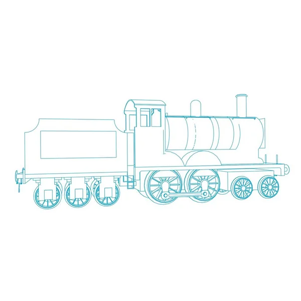 Line art kereta api. Coloring page - Train - ilustrasi untuk anak-anak - Stok Vektor