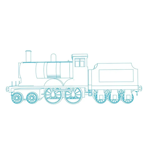 Lijnkunst van de trein. Kleurplaat - Trein - illustratie voor de kinderen — Stockvector