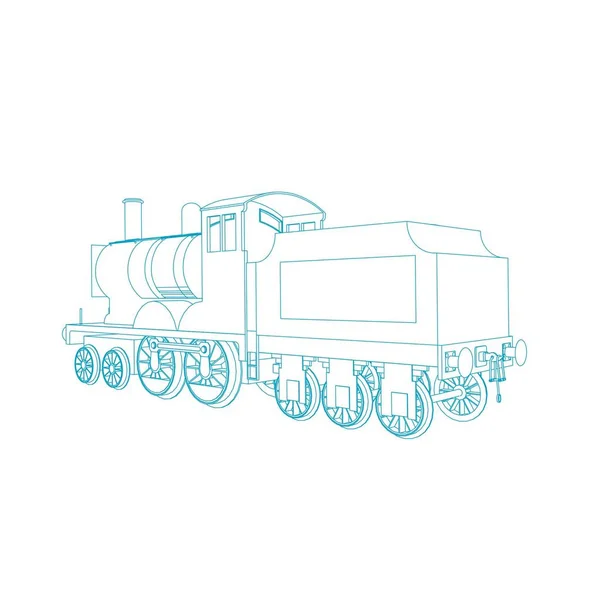 Línea de arte del tren. Dibujo para colorear - Tren - ilustración para los niños — Vector de stock