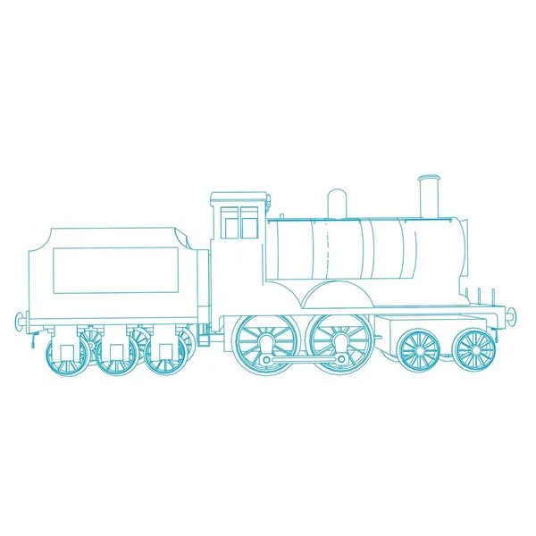 Línea de arte del tren. Dibujo para colorear - Tren - ilustración para los niños — Vector de stock