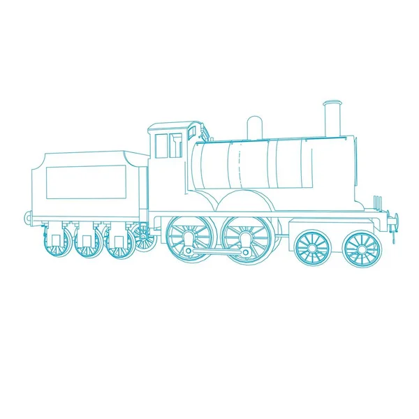 Línea de arte del tren. Dibujo para colorear - Tren - ilustración para los niños — Archivo Imágenes Vectoriales