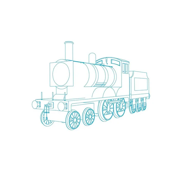 Linea arte del treno. Disegno da colorare - Treno - illustrazione per i bambini — Vettoriale Stock