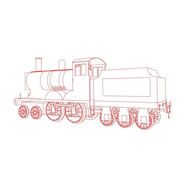 Line art kereta api. Coloring page - Train - ilustrasi untuk anak-anak - Stok Vektor